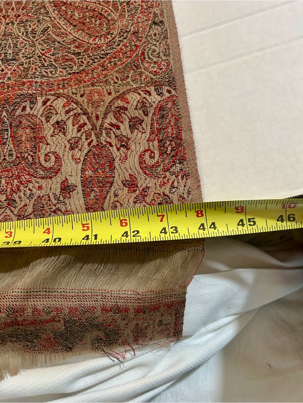 Vilntage 100% Pure Pashmina Shawl Wrap Scarf India Beige Rust Paisley Fringe 84” - Picture 7 of 7